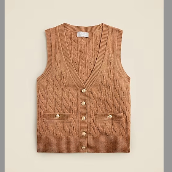 J. Crew Cashmere cable knit sweater vest Size Large L - Picture 1 of 5